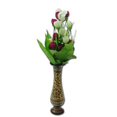 "Artificial Flower bunch in a  metal Vase   code - 03 - Click here to View more details about this Product